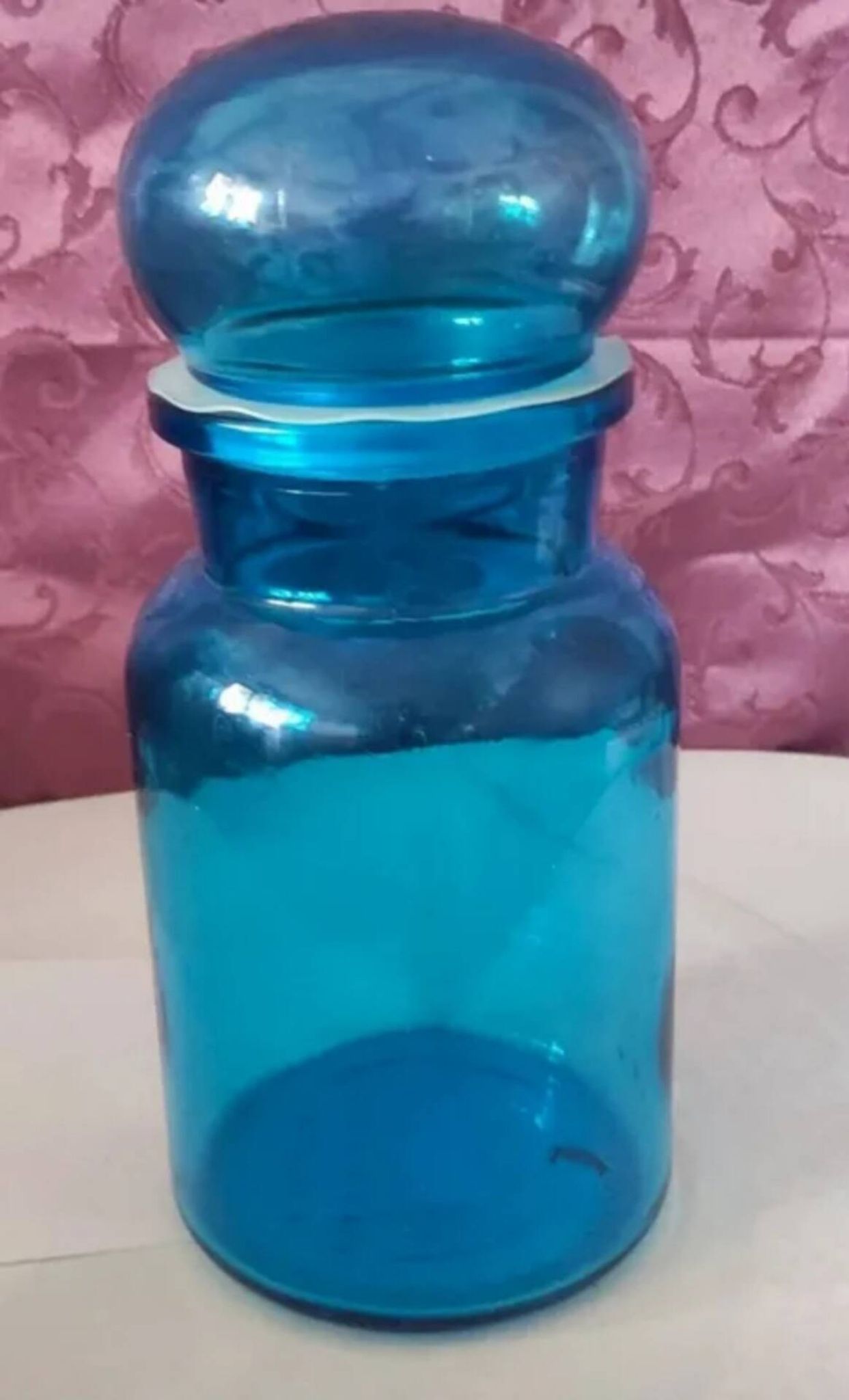Blue glass apothecary jar, Belgium