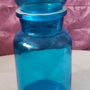 Blue glass apothecary jar, Belgium