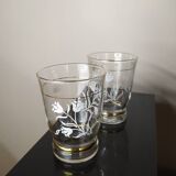 Vintage glasses with rose pattern