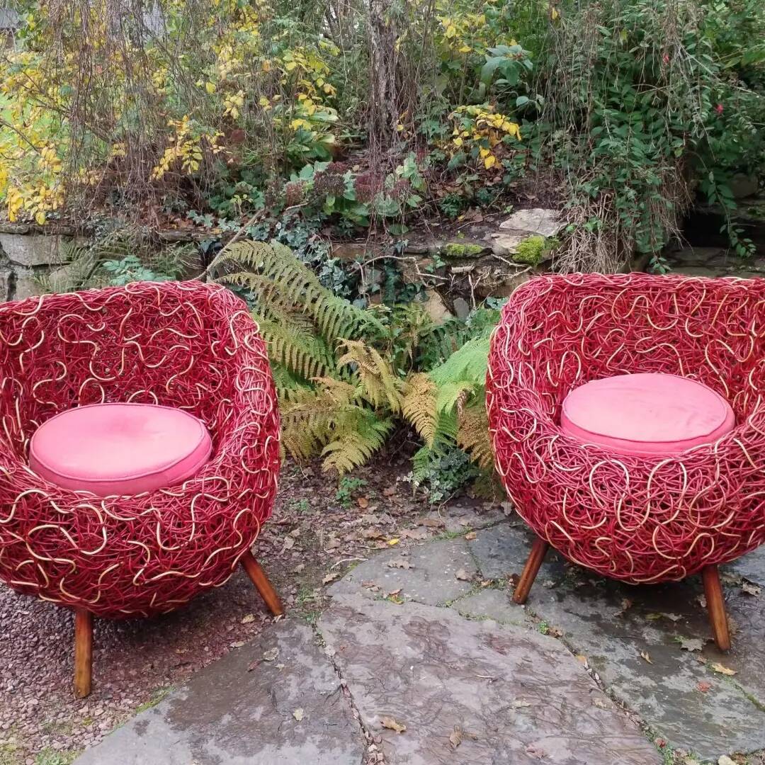 Pair of rattan armchairs