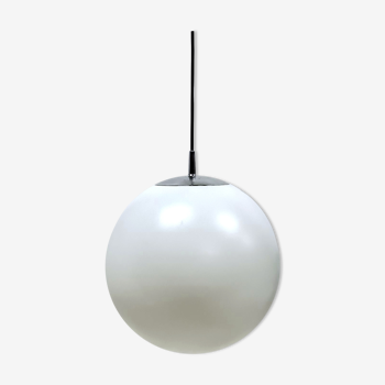 Satin glass globe pendant lamp by peill and puzzler, germany 1970s