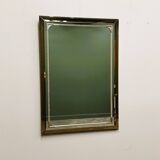 Rectangular Schöninger mirror with bronze-tinted glass and brass detailing, German