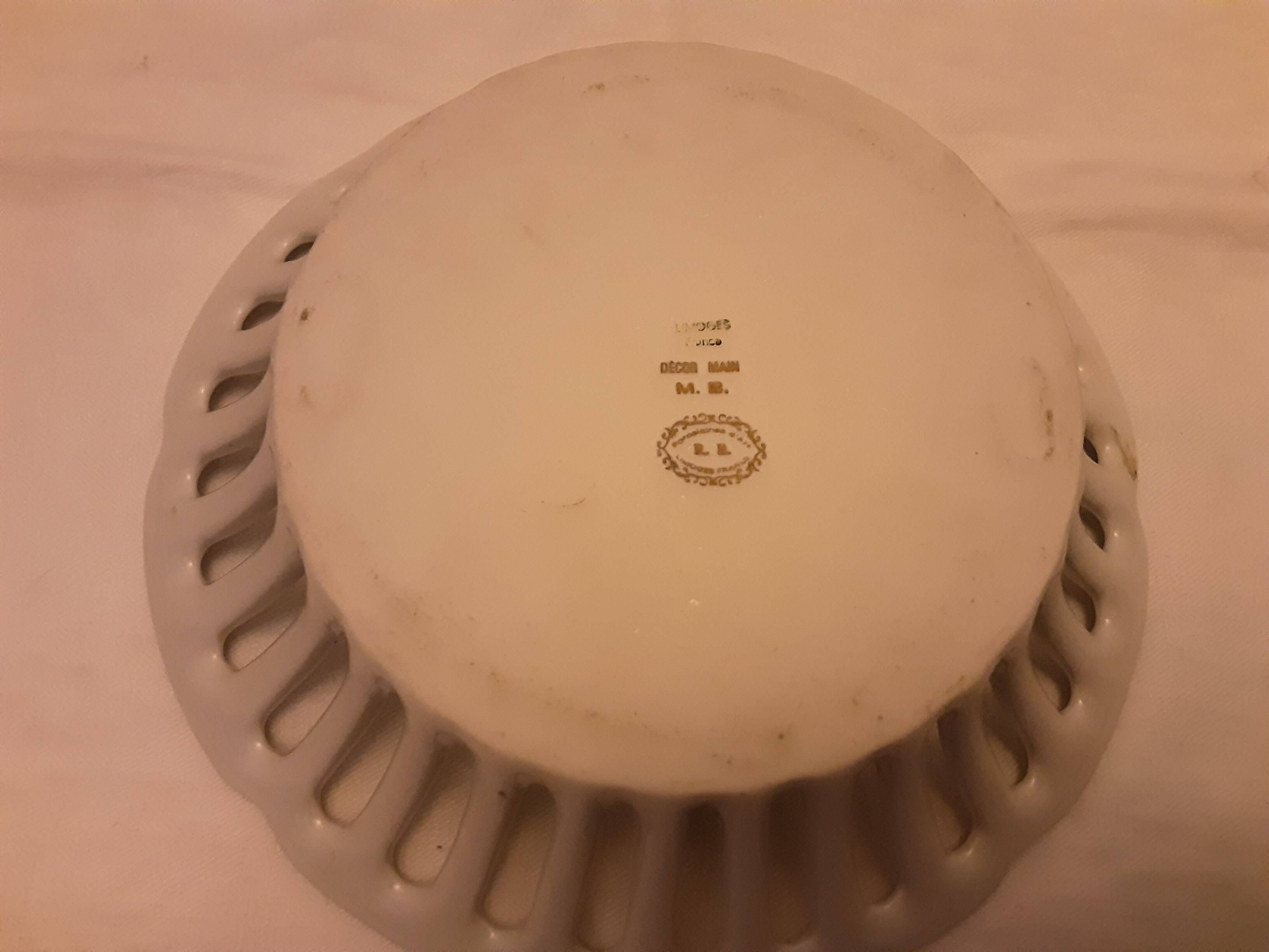 LIMOGES PORCELAIN CUP HAND DECORATED MB RB