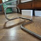 1970s design coffee table in rectangular glass with chrome legs