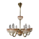 1960s Czech Mid-Century Brass and Železný Brod Frosted Glass Six-Arm Chandelier