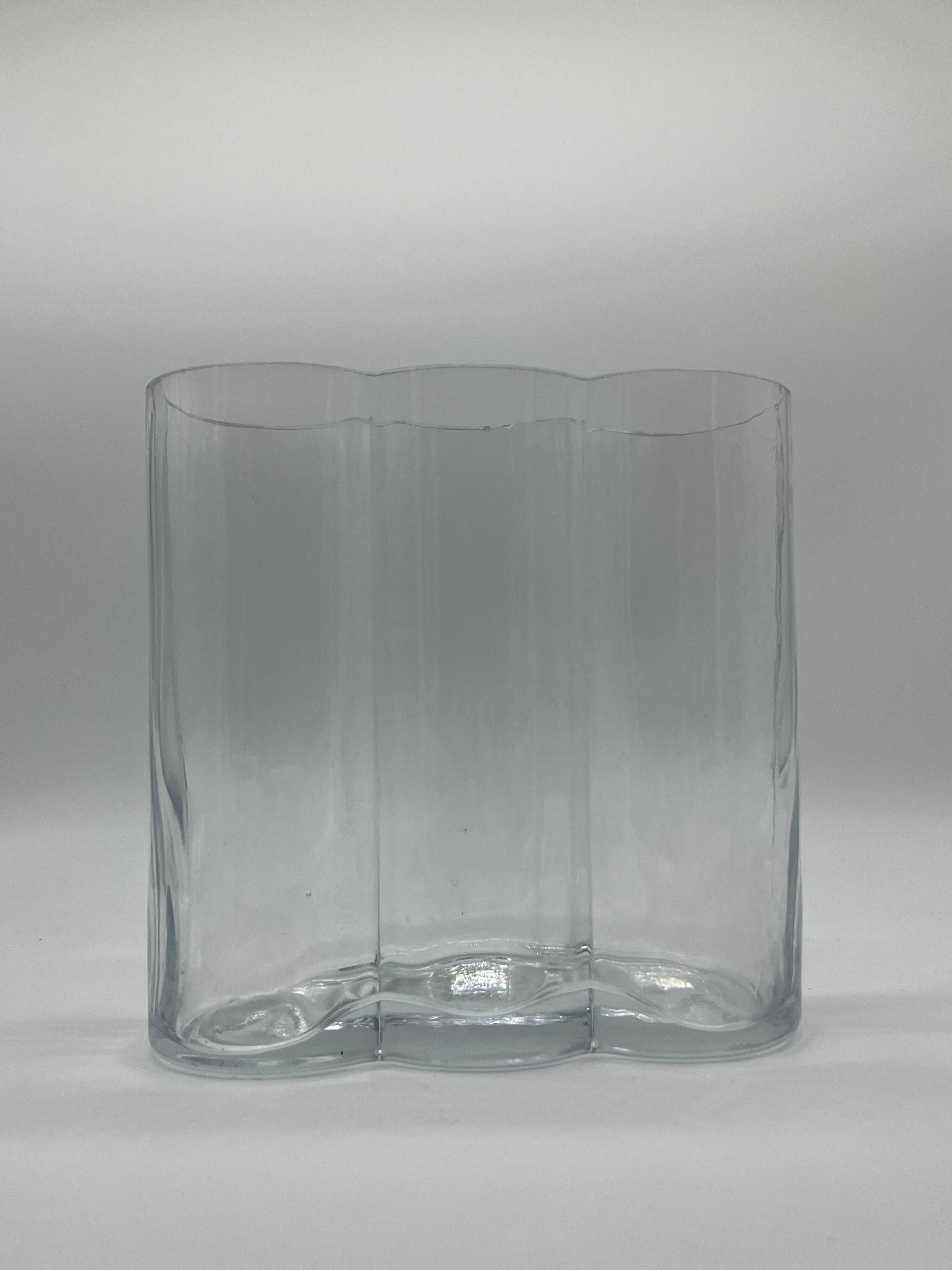 Beautiful Vintage Murano Modern Vase, cylinders  Clear Glass vase, 1970's