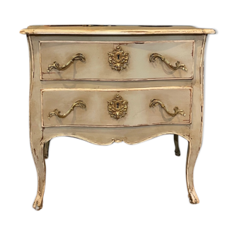 Chest of drawers painted Louis XV lacquered Grey 18th