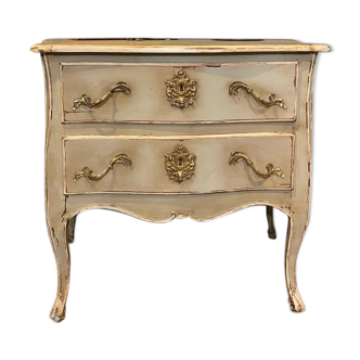 Commode sauteuse peinte Louis XV laquée Gris 18eme