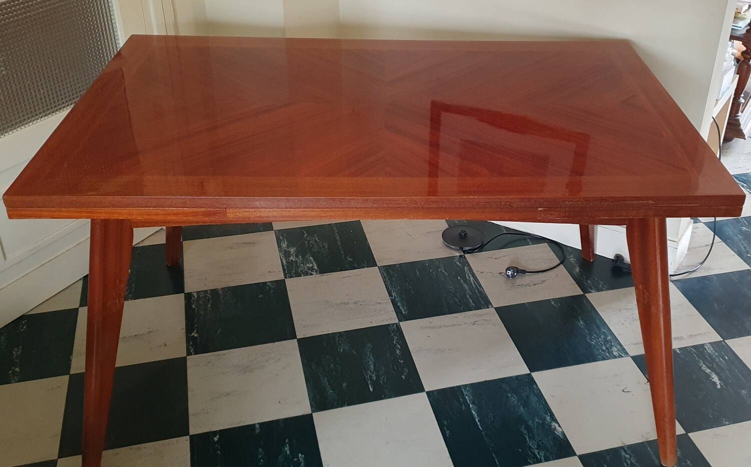 Varnished wooden table from the 1960s.