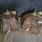 2 art deco pendant lights