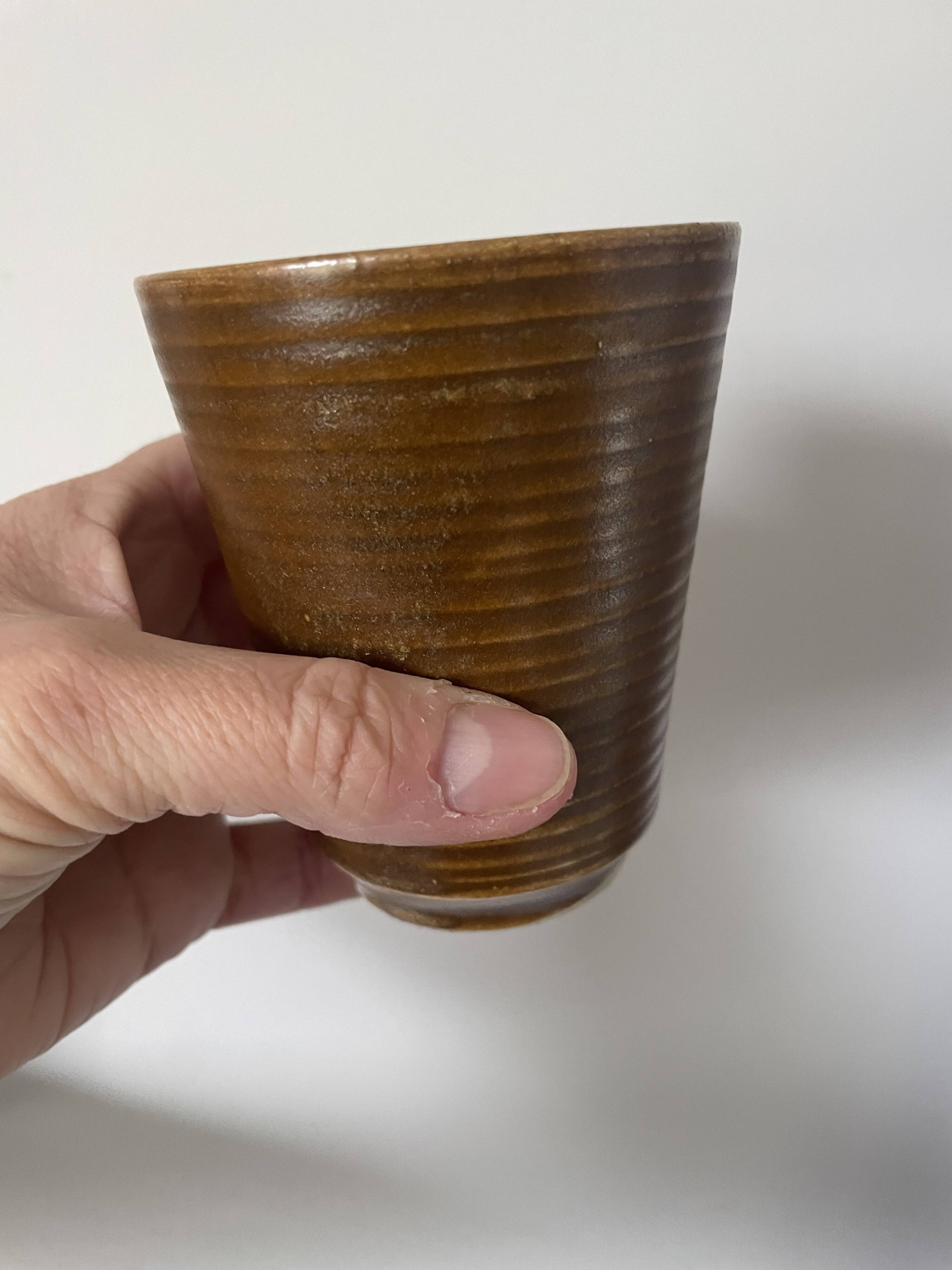 3 Digoin stoneware mugs