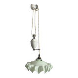 Art Deco Opaline Glass Pendant Light Mint Green Up and Down