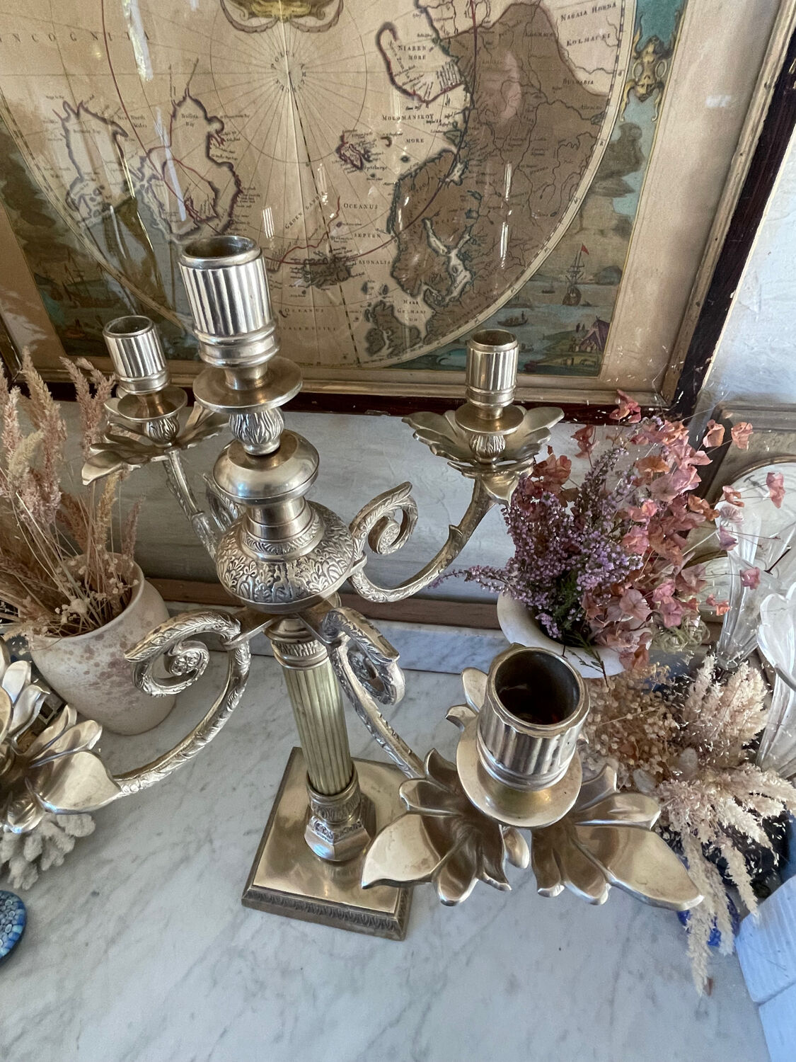 Bronze and brass chandelier, 56cm
