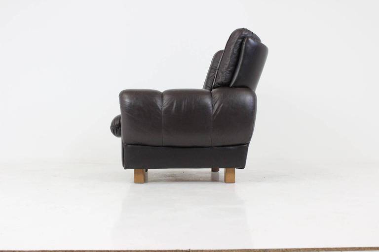 Czech Brown Leather Armchair from Vyber, 1970s