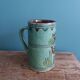 Handmade ceramic mug vase signed in enamelled terracotta