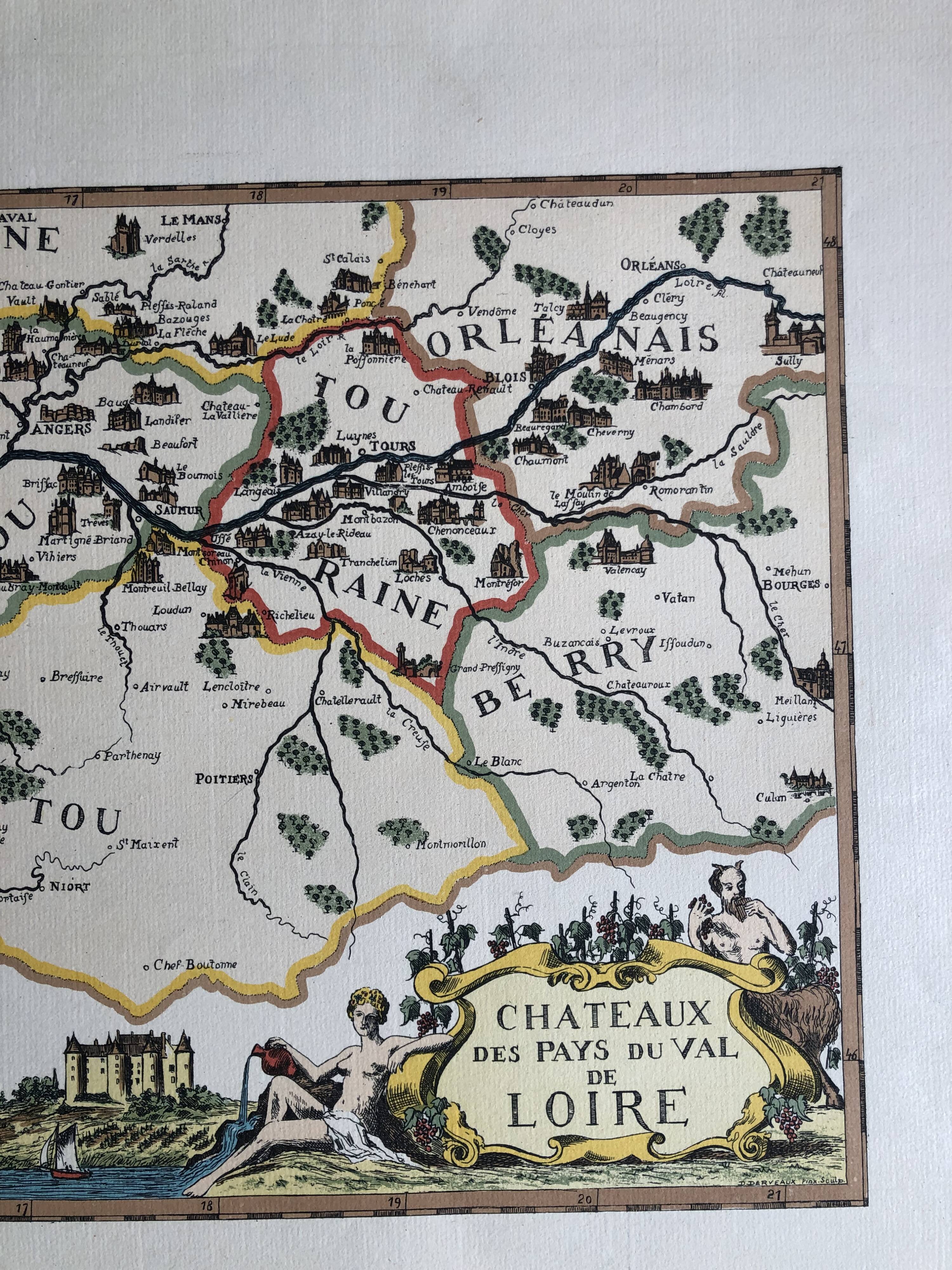 Ancient geographical map Pays du val de Loire