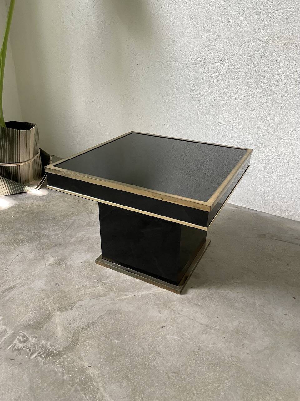 Black lacquer and brass console coffee table