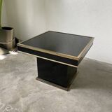 Table basse console appoint en laque noire et laiton
