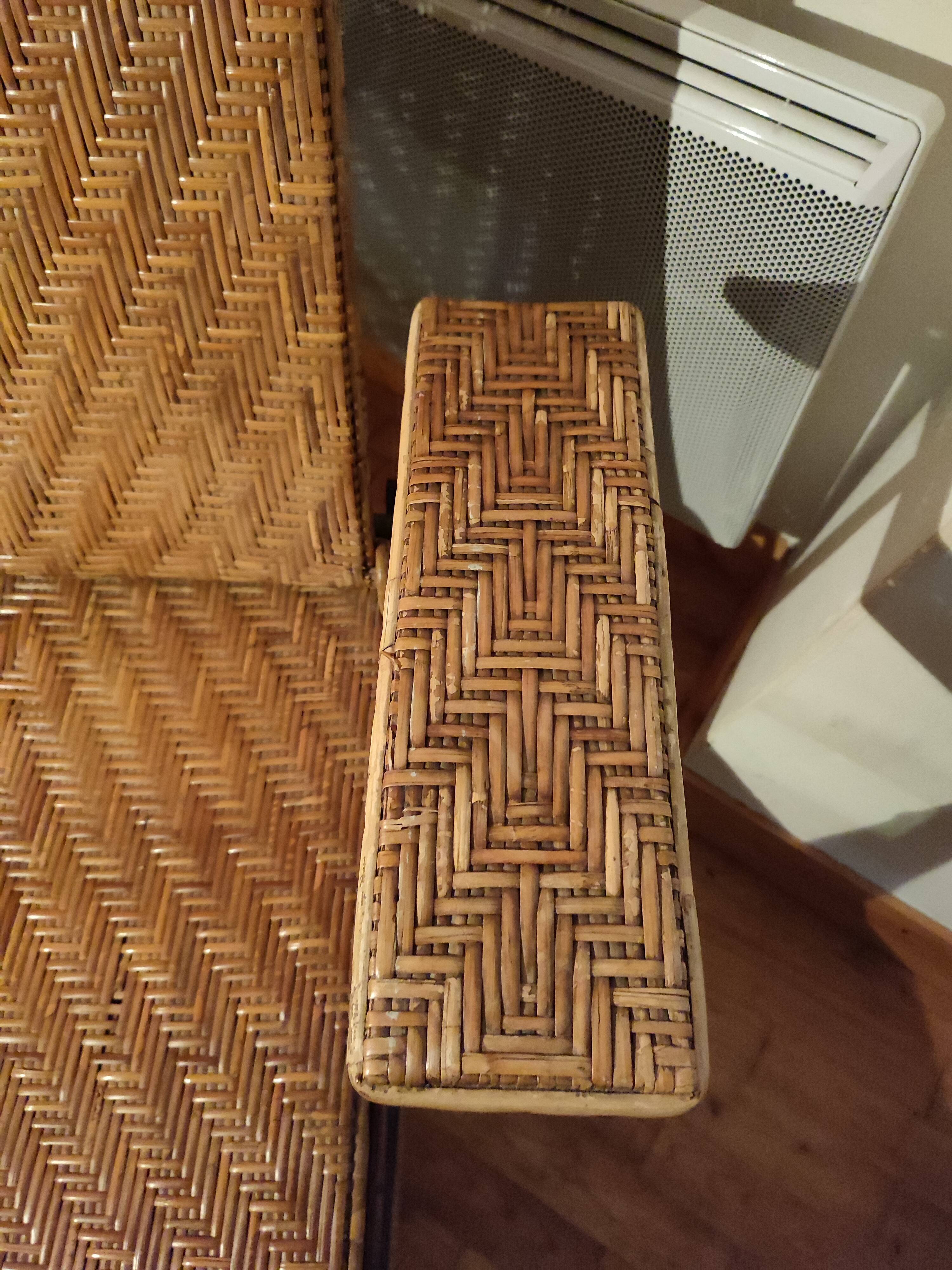 Braided rattan chaise longue 1920-30