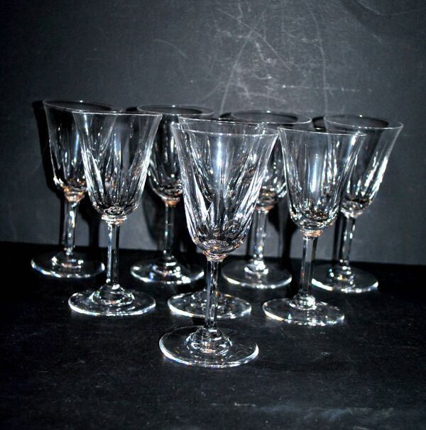 Lot de 8 verres à vin cerdagne en cristal taillé de saint louis h13cm