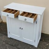 Buffet parisien 2 portes en bois peint en blanc, 1940