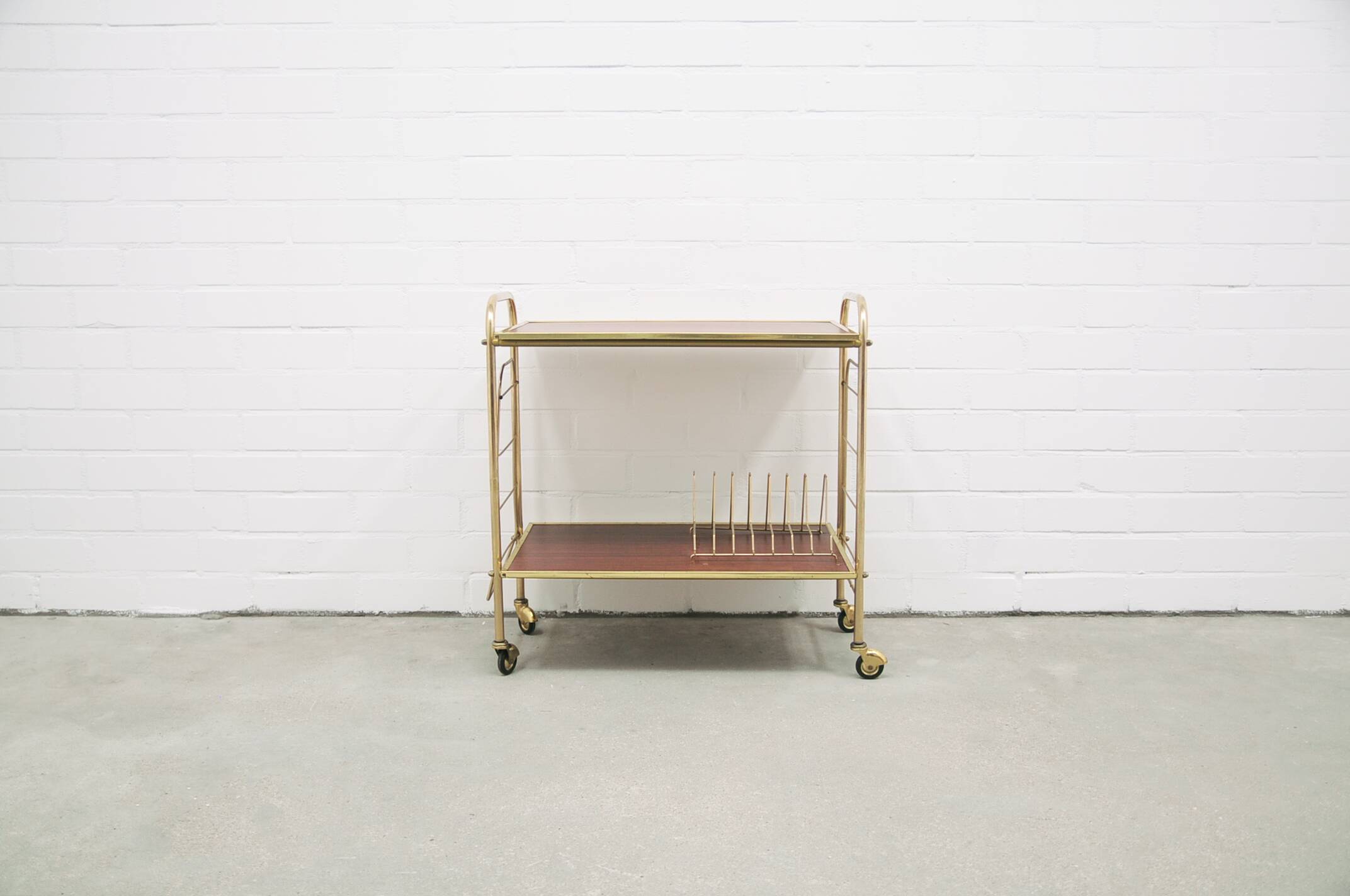 brass vintage LP trolley