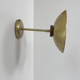 Vintage adjustable wall light, brass and wood, France 1970.
