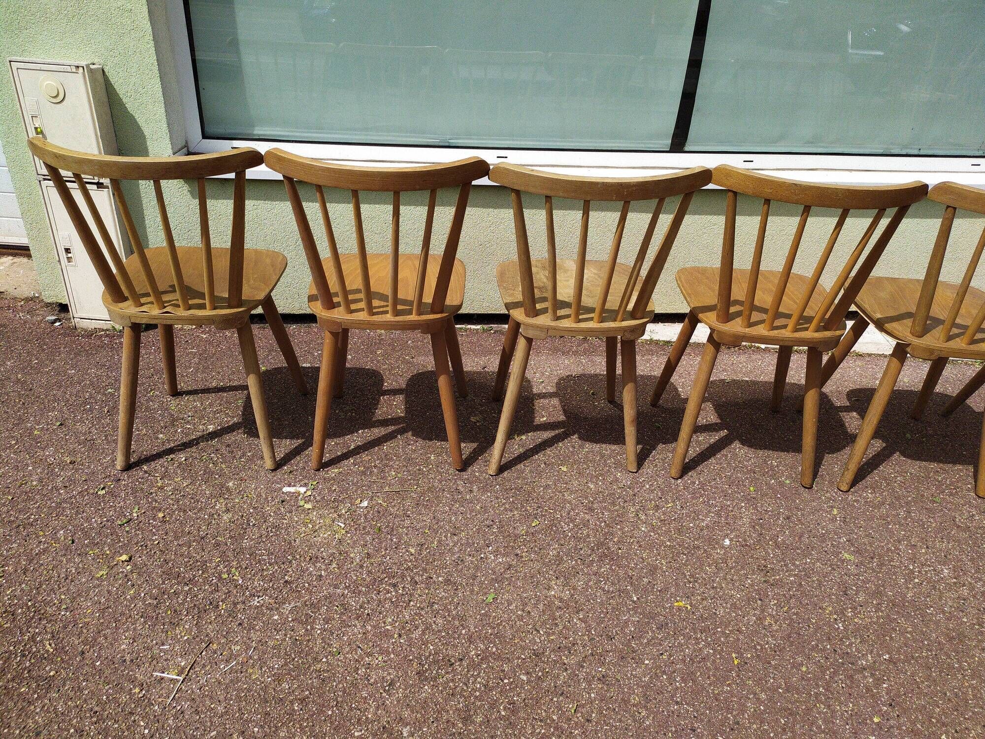 Set of 18 wooden bistro chairs - vintage - year 50 - 60