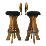Set of 4 vintage brutalist bar stools, 1960s