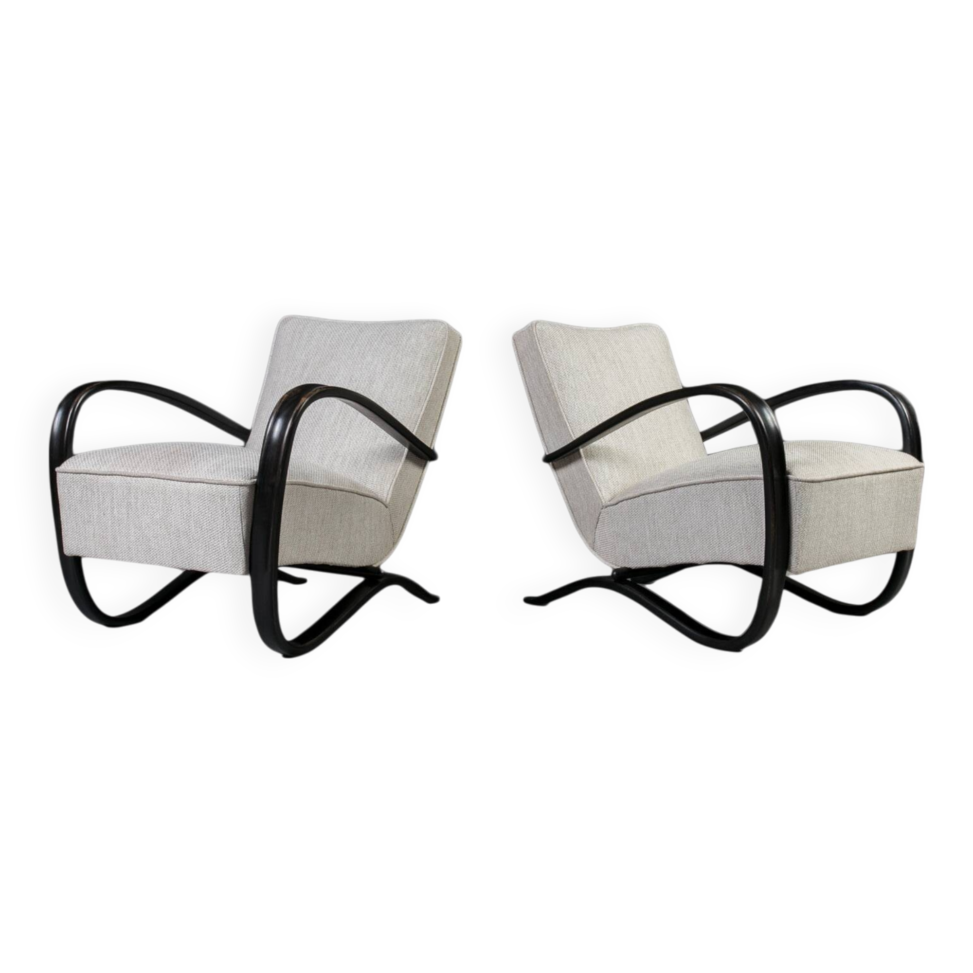 Set of two Art Deco Armchairs by J. Halabala, Model H269, 1930s