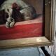 Oil dogs on wood 19th century signed