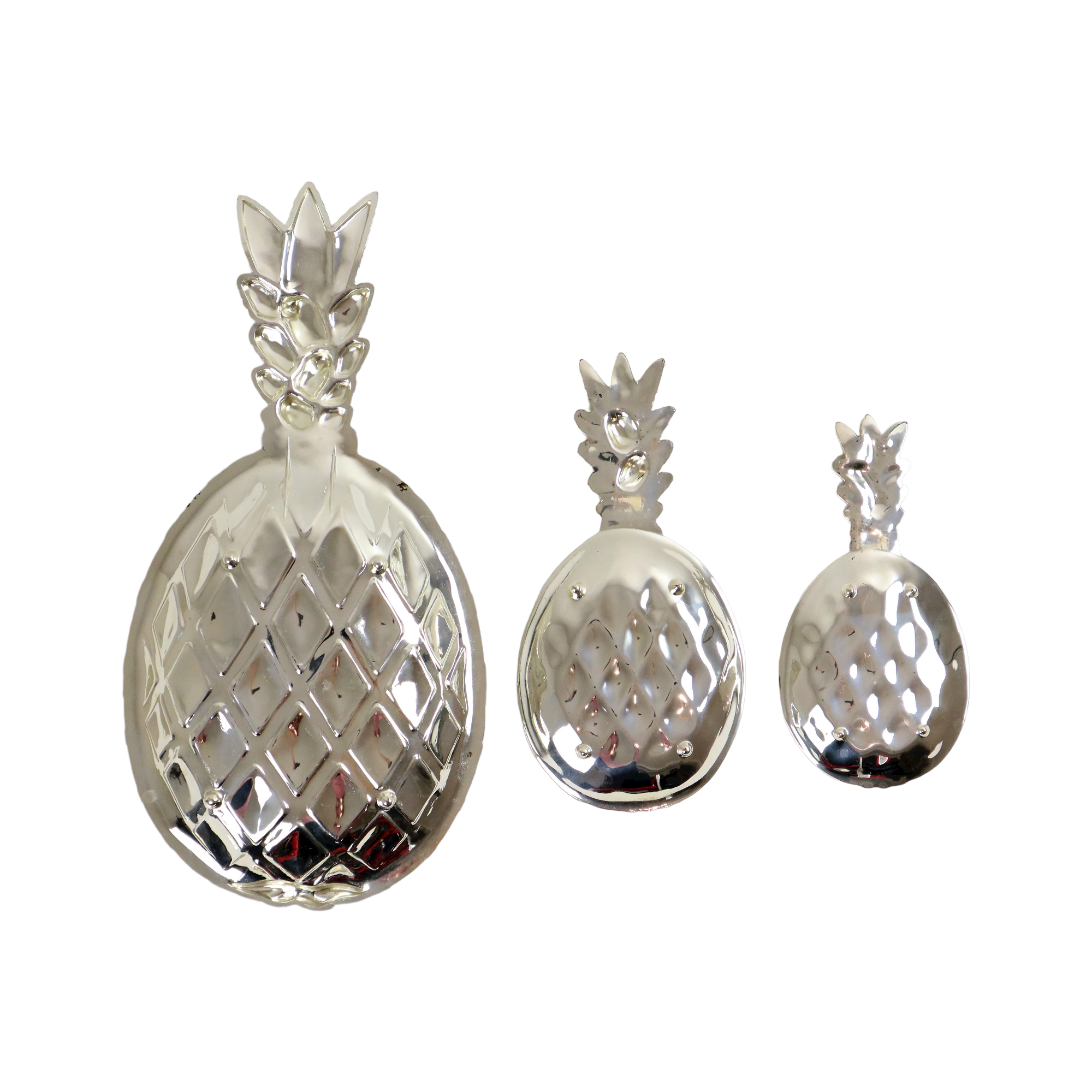 Silver plated pineapple bowls set of 3 mid century modern seventies  as new 40cm