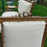 Banquette ancienne style louis xvi avec ses deux chaises