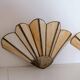 Lot de 2 appliques murales vintage coquillage ou éventail en pâtes de verre et métal doré vieilli