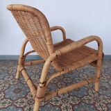 Rattan and bamboo armchair, 70s