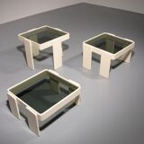 Gianfranco Frattini stacking tables for Cassina – original off-white lacquer