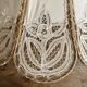 Antique hanging lampshade in rattan and openwork embroidered fabric