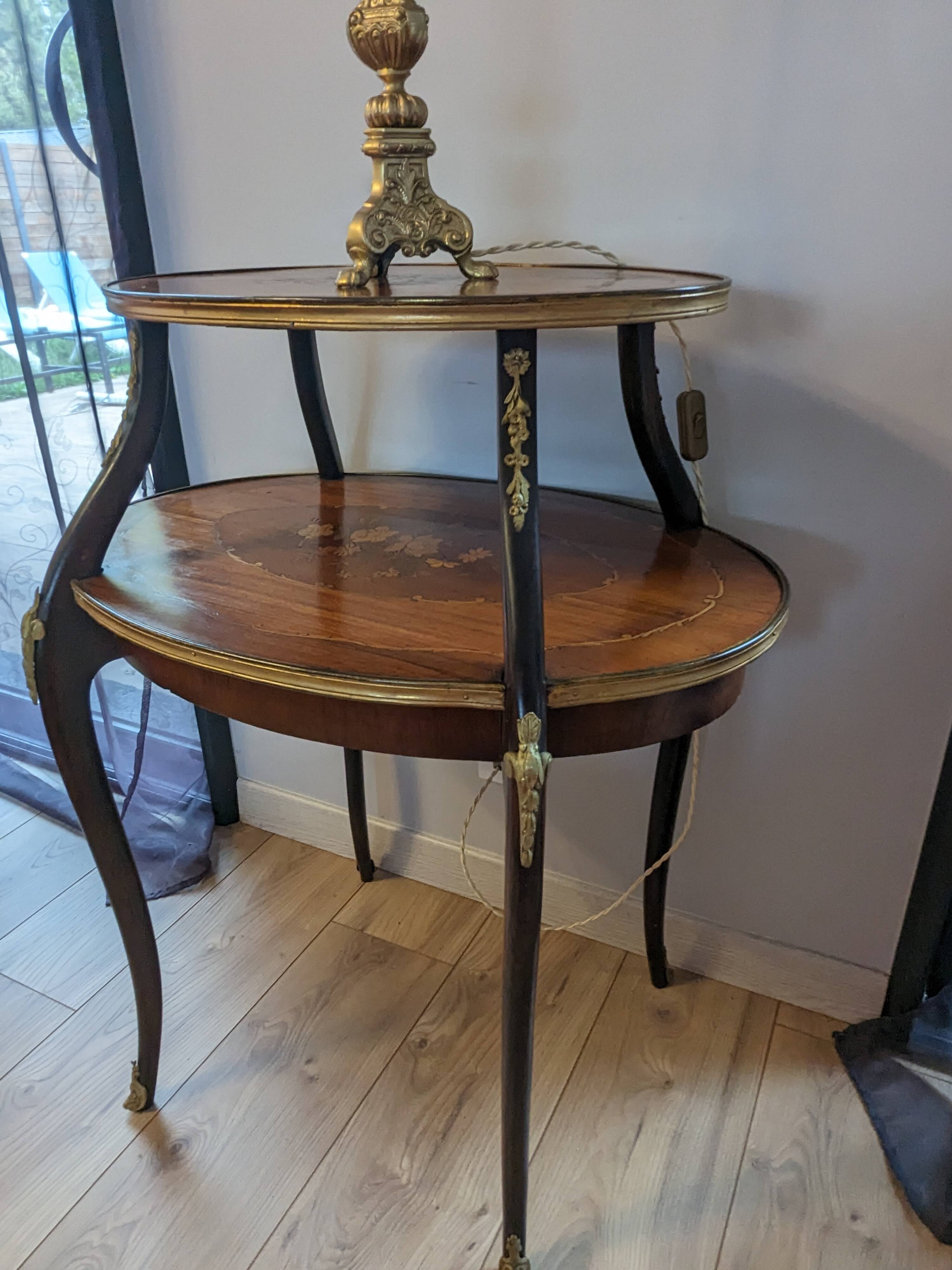 Louis XV style inlaid tea table 19th
