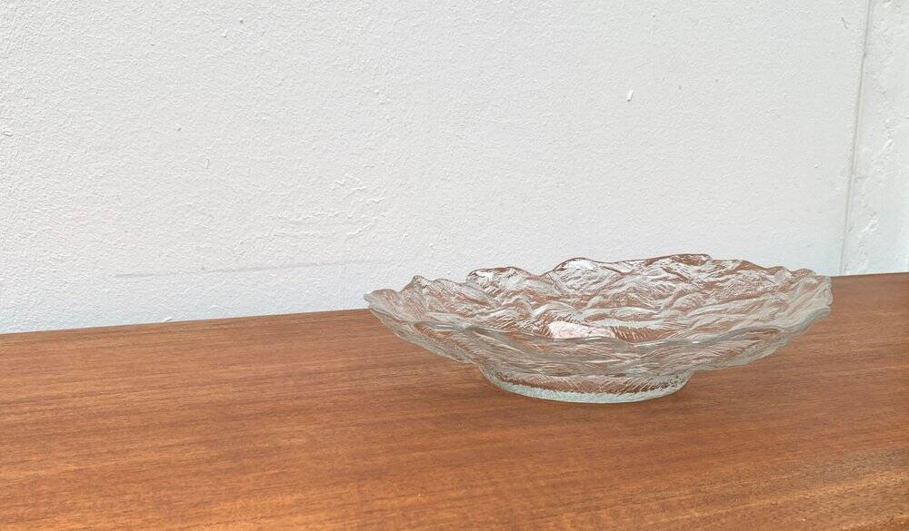 Vintage frosted glass bowl, 1970s.