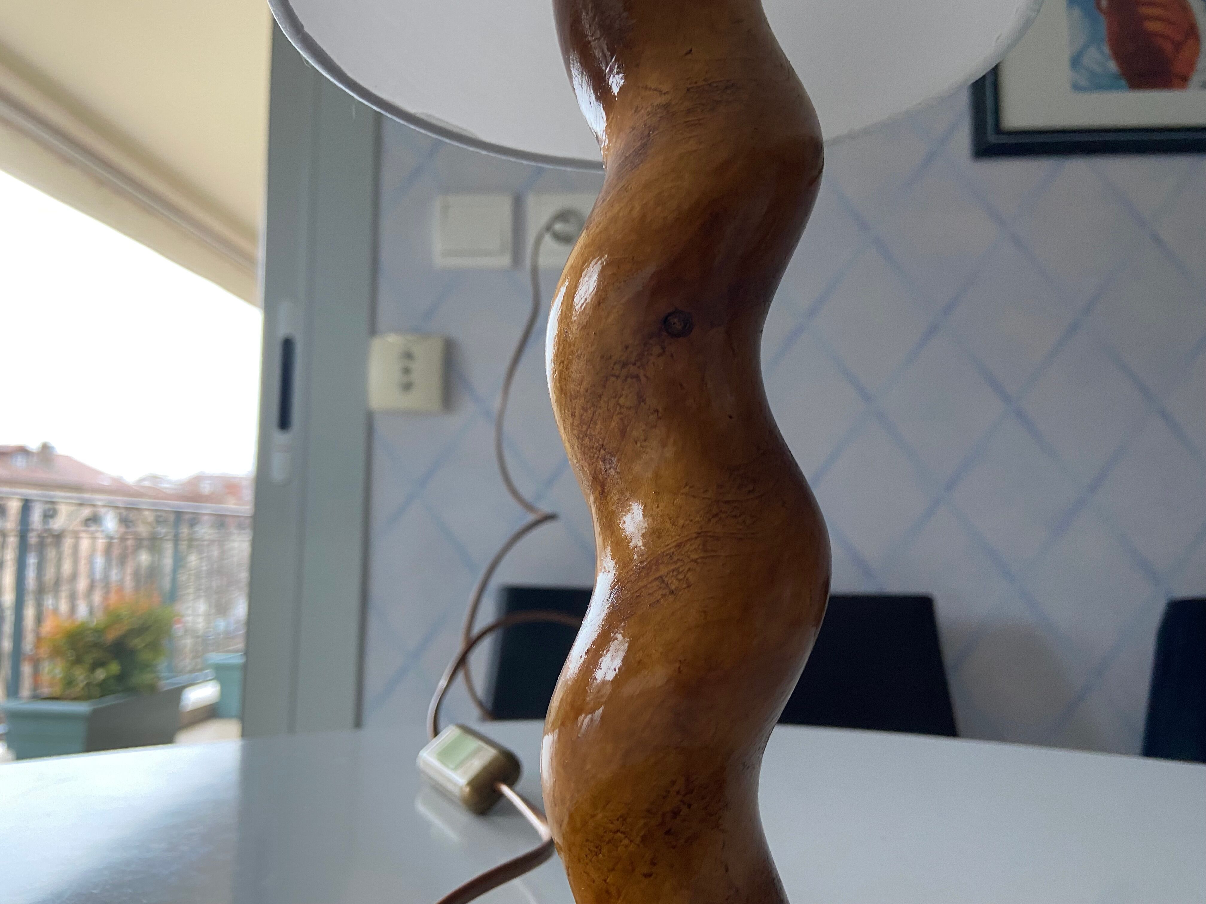 Brutalist wooden lamp