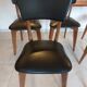 5 chairs in wood and black faux leather, Scandinavian style