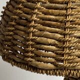 Rattan woven banana leaf mushroom floor lamp, 1960s