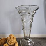 Large glass vase in the shape of a cone