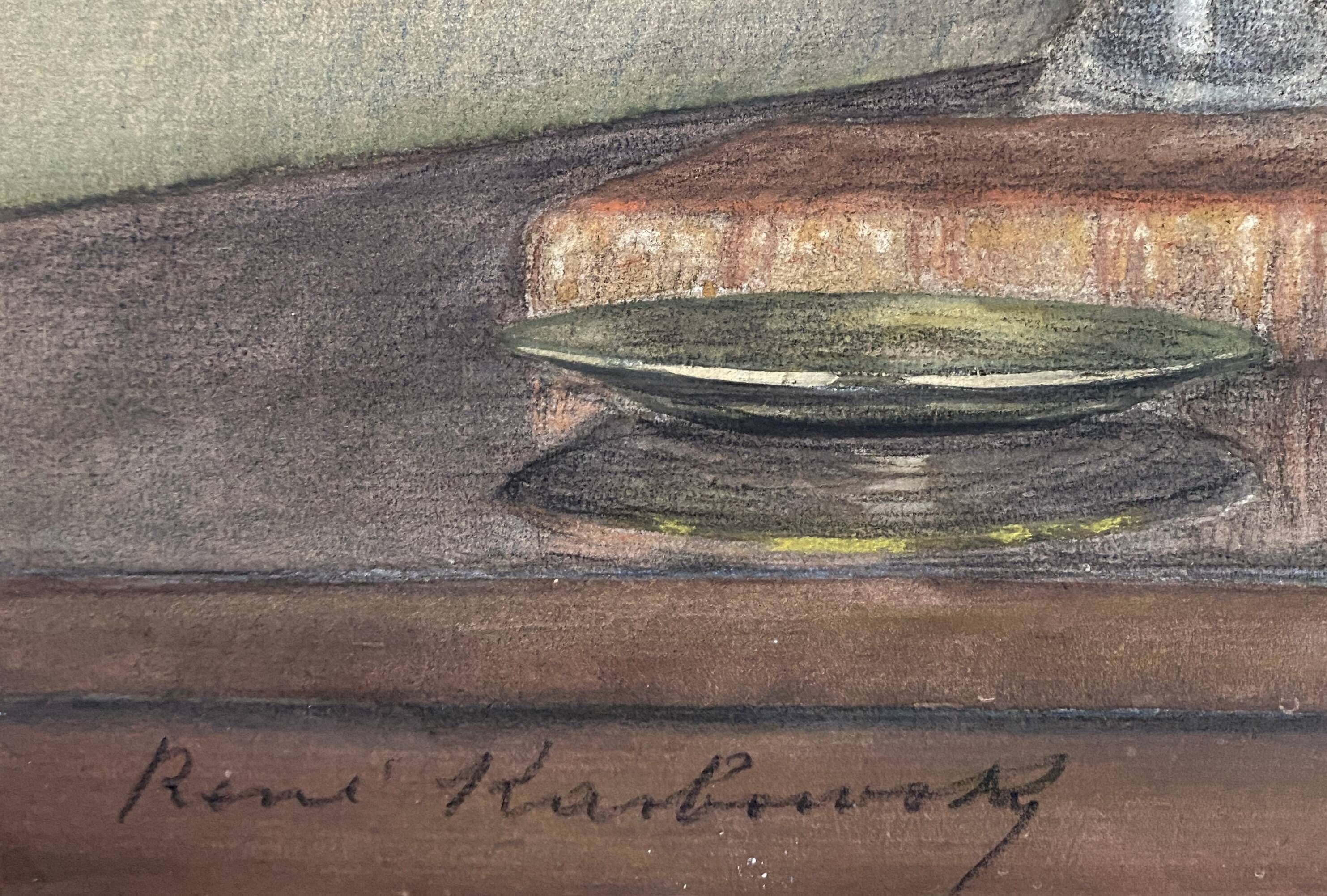 René Karbowsky (1883-?) pastel flower composition on paper