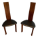 Pair of High Back Chairs, Exotic Wood & Black Leather, Scandinavian, varnished
