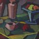 Original mid-century Swedish oil on canvas – “Kubisk Still Life” by Bror Göransson – vintage & framed – 75 × 64 cm (29.5" × 25.2")
