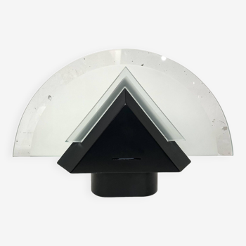 Postmodern geometric glass and metal lamp, small model, 1980