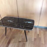 Coffee table formica feet compass glass tray 1960