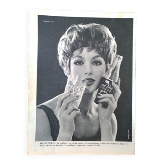 a Perrier Tonic Water beverage paper advertisement from a period magazine portrait woman