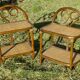Pair of vintage rattan bedside tables 1970